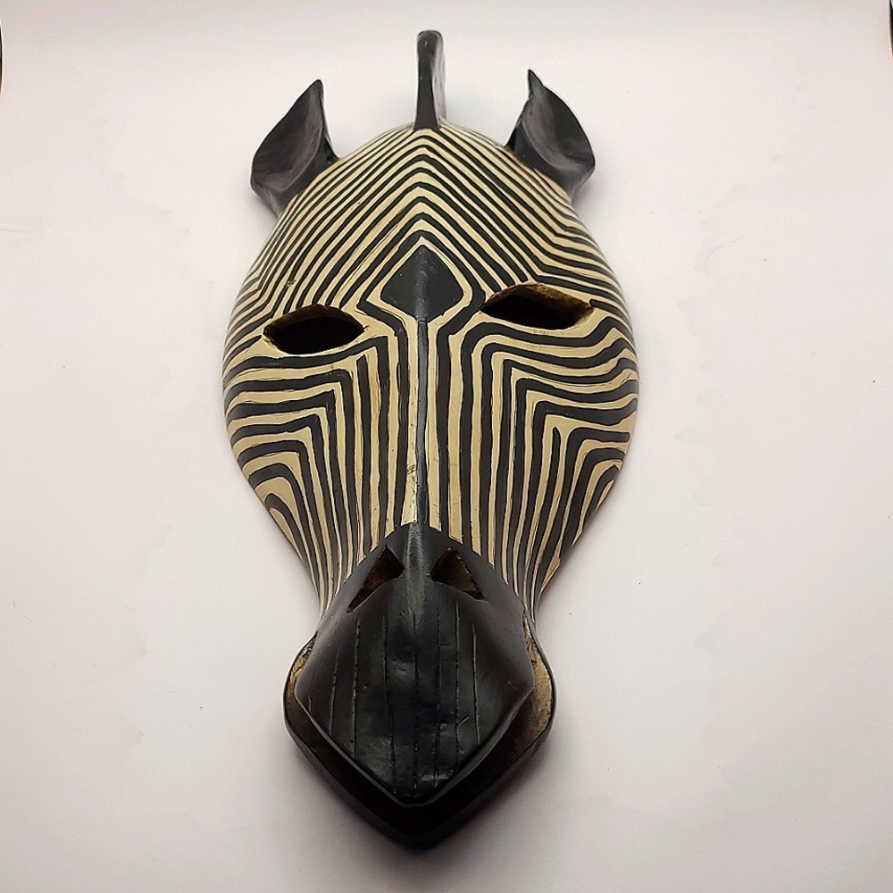 Handpainted Zebra mask wall hanging